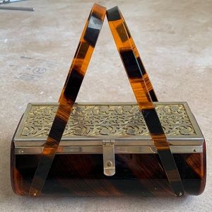 Faux Tortoise Shell Lucite Purse- MCM 1960s